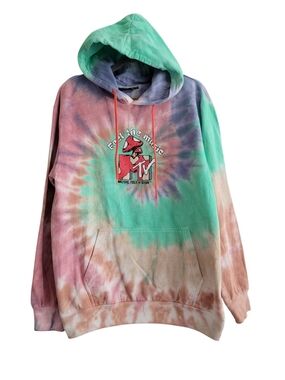 MTV Unisex Medium Tie-Dye Pullover Hoodie Sweatshirt Mushroom Butterfly